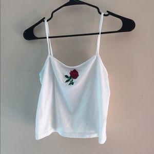 Brandy Melville Faye embroidered rose tank
